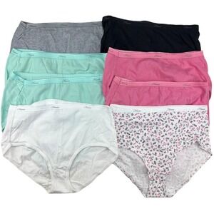 Hanes Cotton Briefs Underware Lot Sz 6 Medium 8 Pair Women's Pink White Black